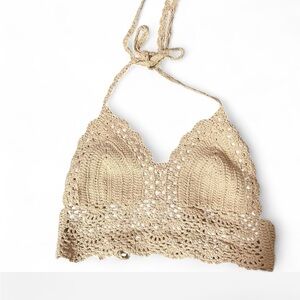 Crochet Halter Top in Tan